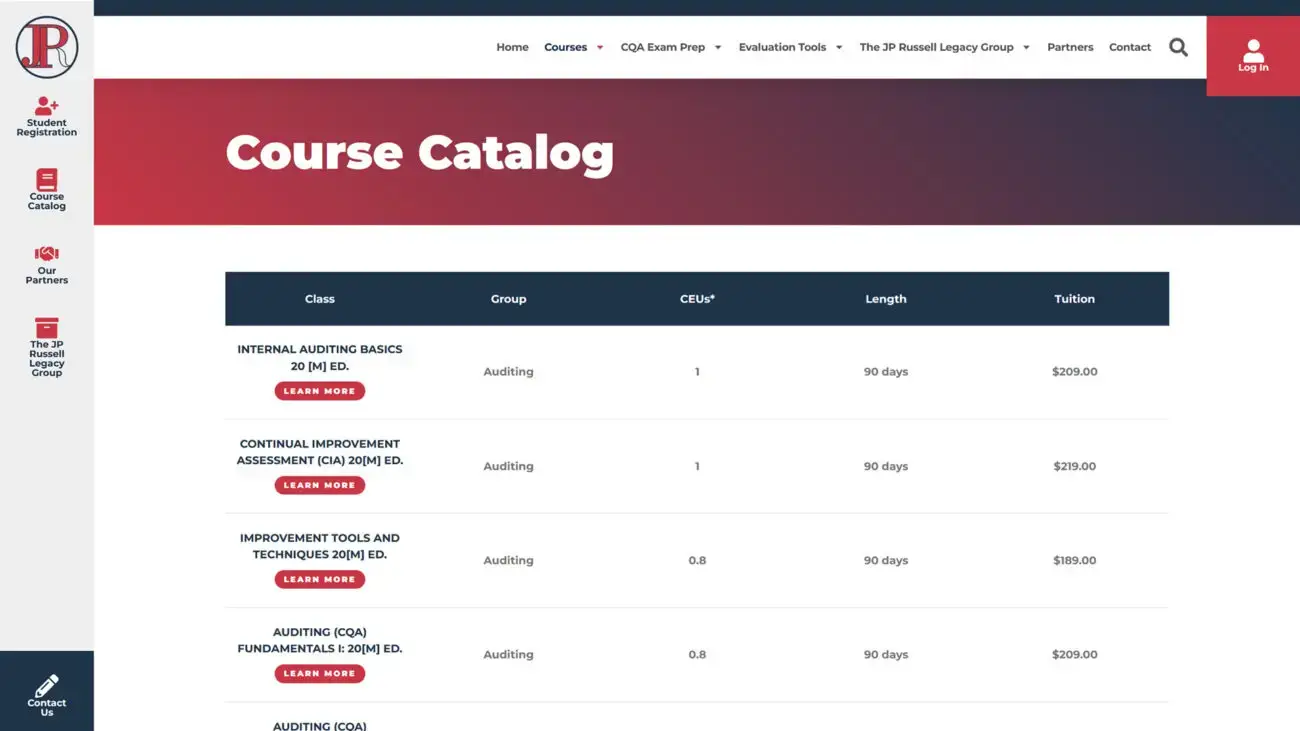 jpr_learning_website_courses JP Russell Learning Center